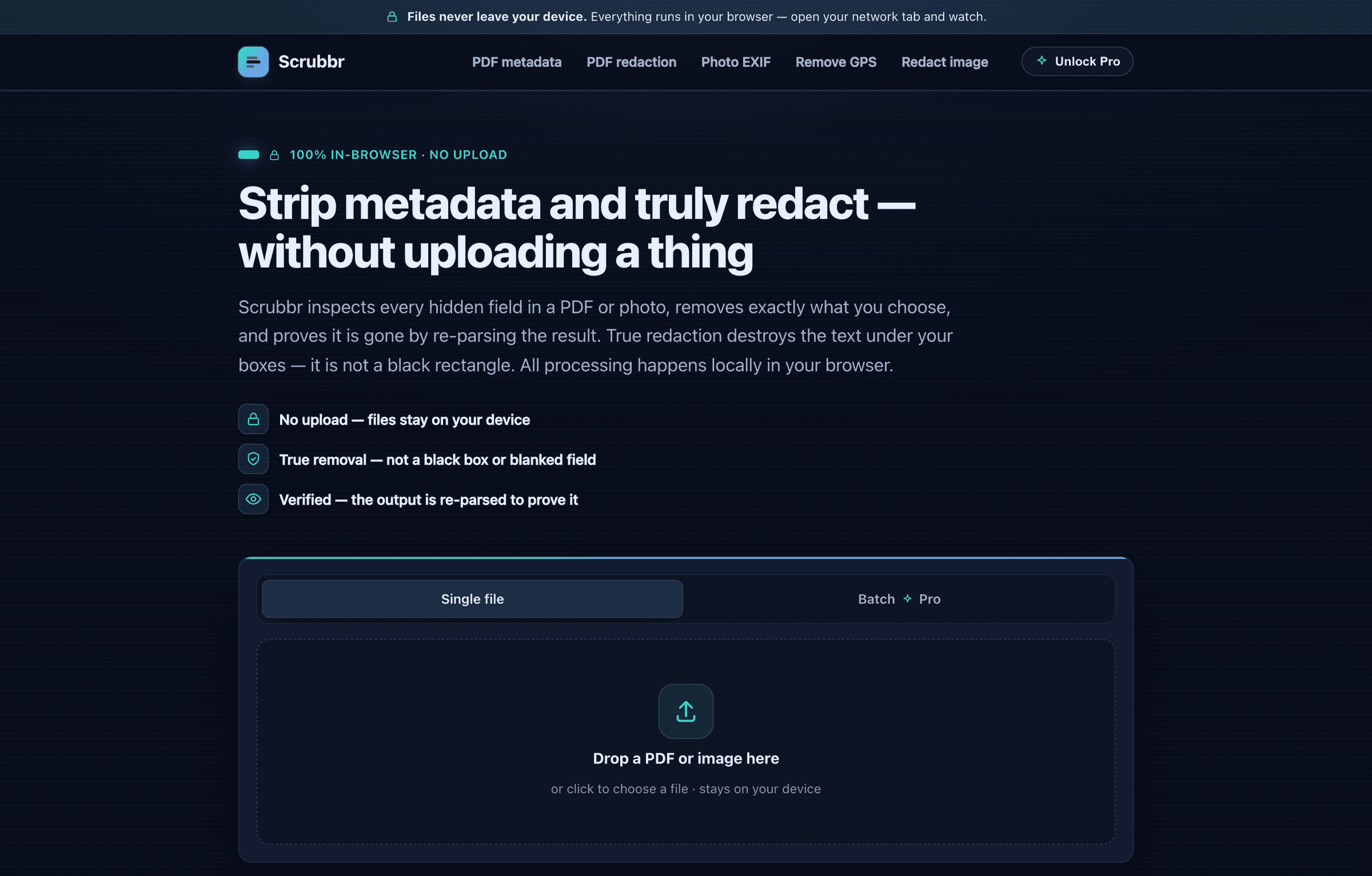 Scrubbr — homepage hero
