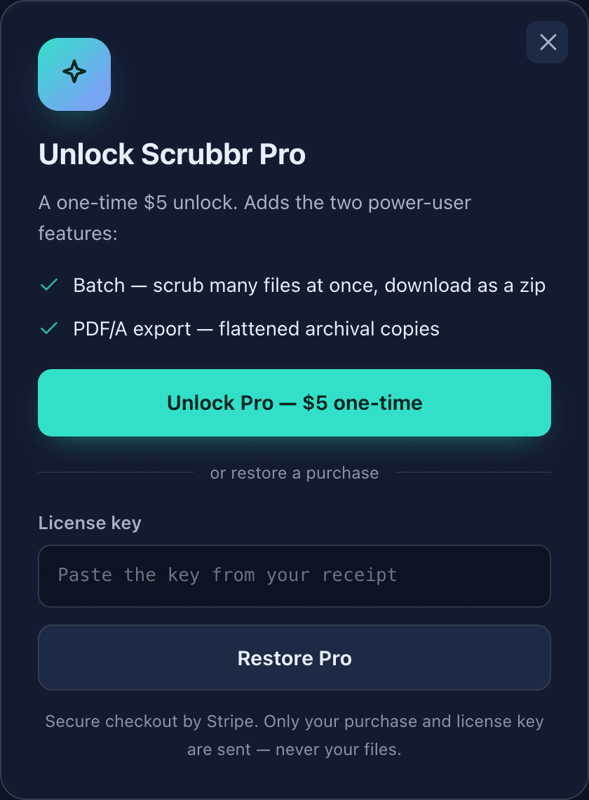 Scrubbr — Pro unlock