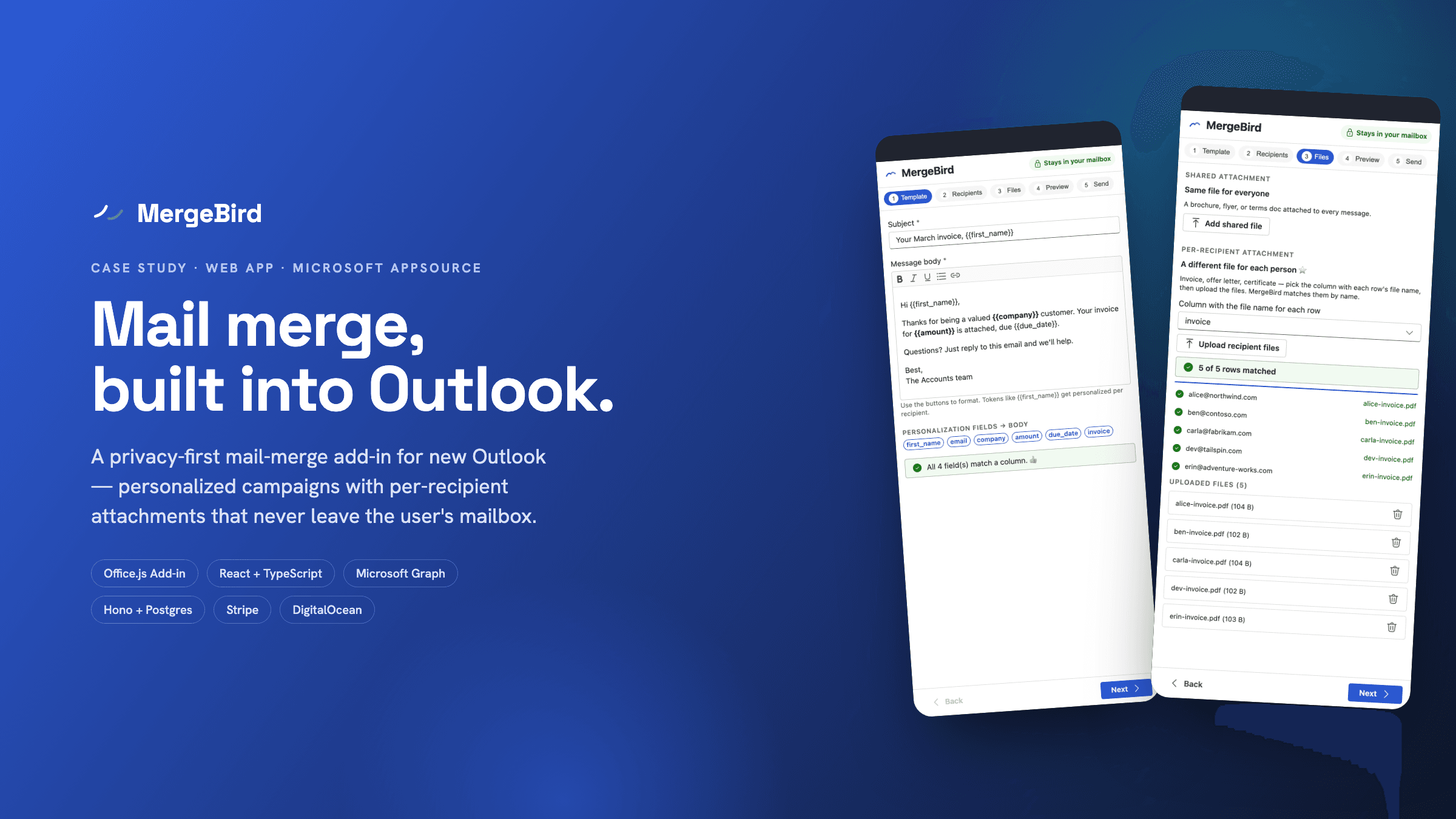 MergeBird — mail merge for Outlook, case study cover